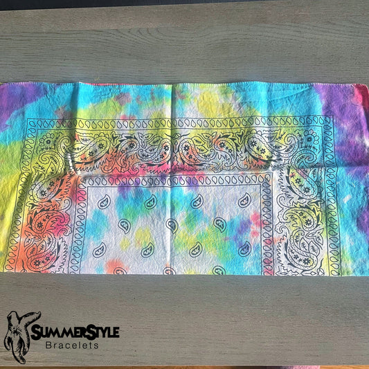 Classic Rainbow Bandana Head Wrap, Tie Dye Bandana, Head Scarf, Hair Accessories, SummerStyle Bracelets