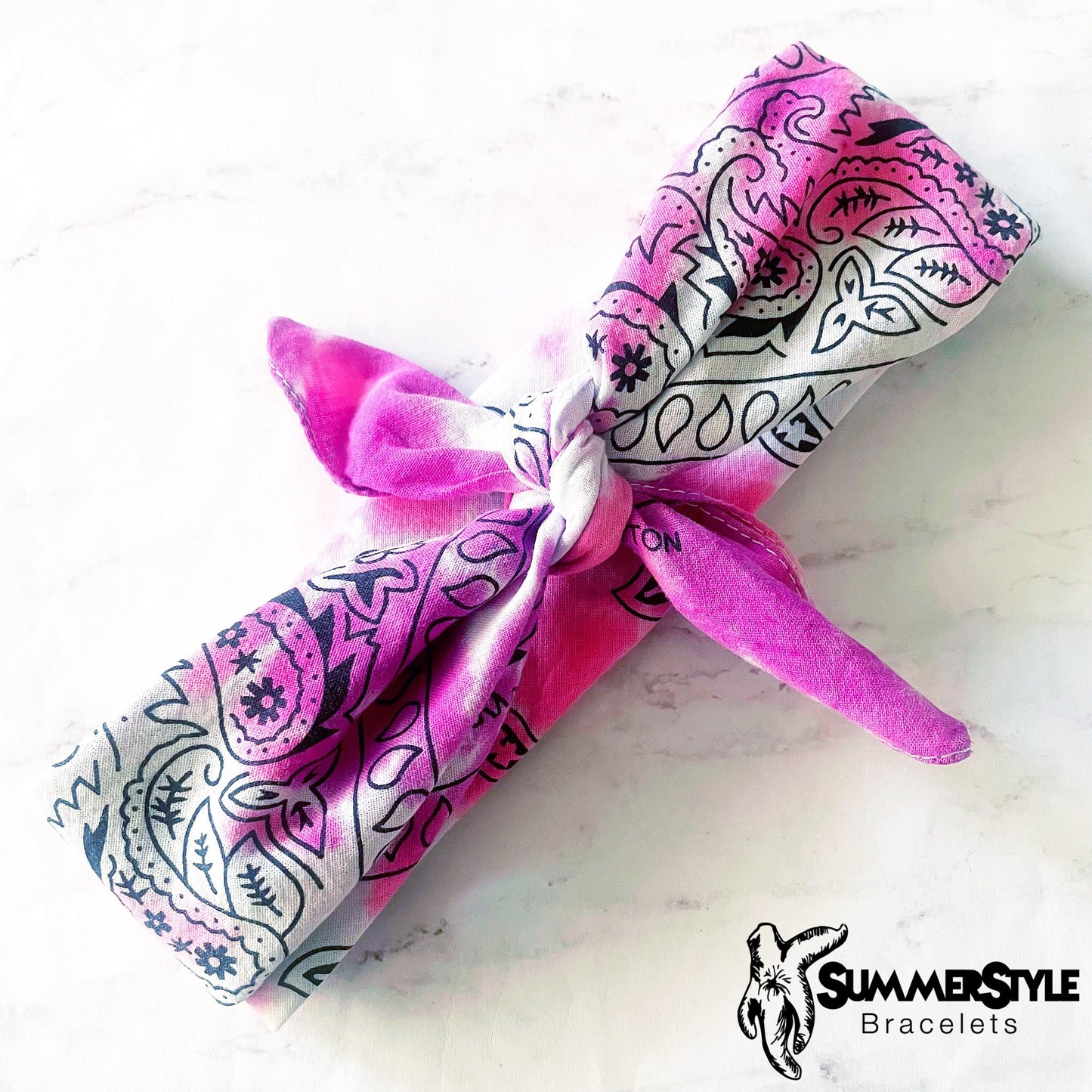 Perfectly Pink Bandana Head Wrap, Tie Dye Bandana, Head Scarf, Hair Accessories, SummerStyle Bracelets