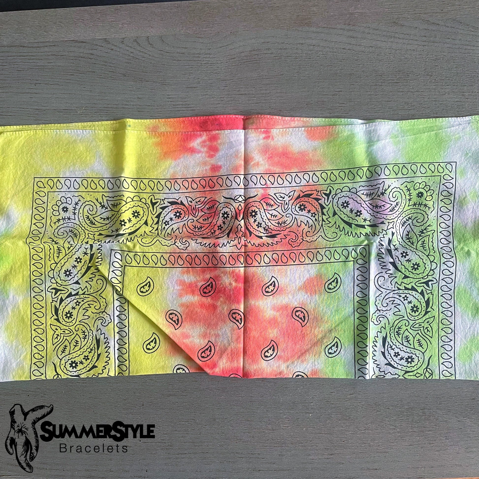 Striped Citrus Bandana Head Wrap, Tie Dye Bandana, Head Scarf, Hair Accessories, SummerStyle Bracelets