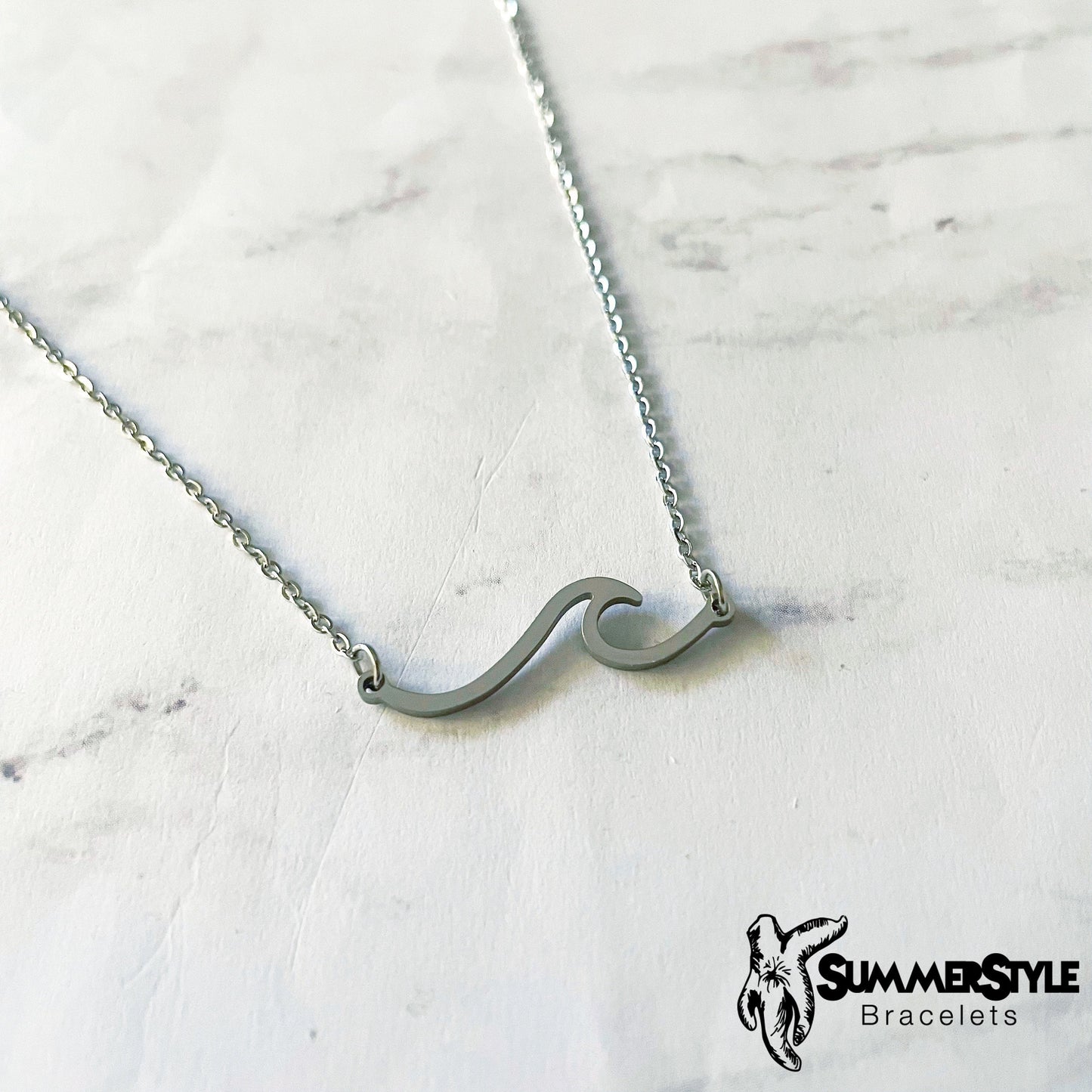 Silver Wave Necklace, Ocean Jewelry, Silver Chain Necklace, SummerStyle Bracelets