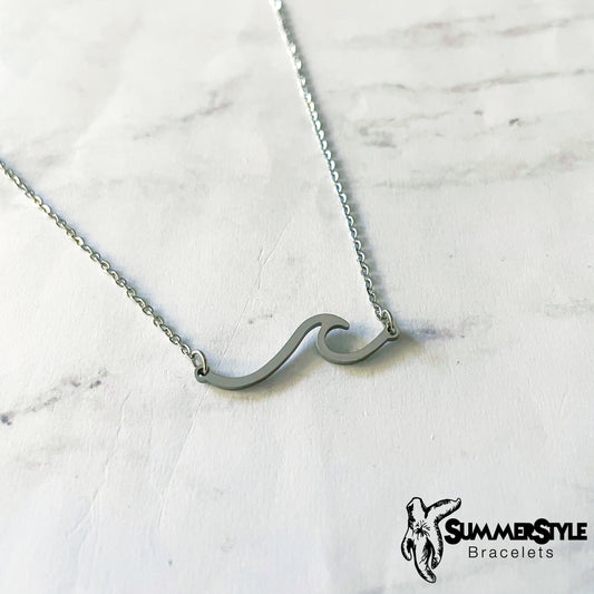 Silver Wave Necklace, Ocean Jewelry, Silver Chain Necklace, SummerStyle Bracelets