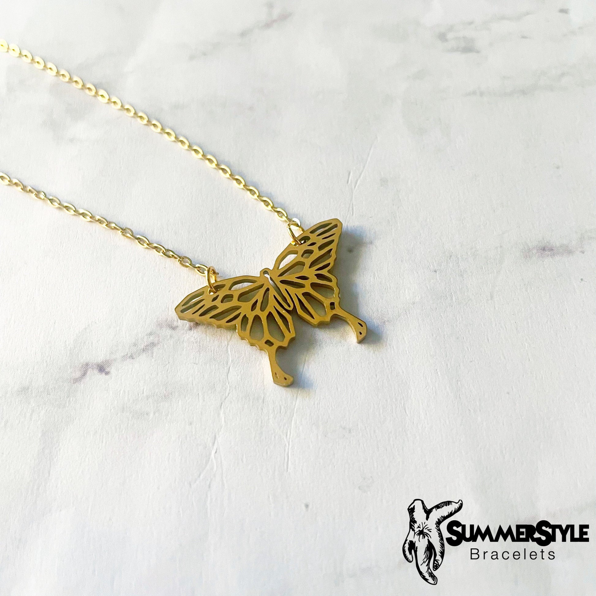 Geometric Butterfly Necklace, Butterfly Jewelry, Chain Necklace, SummerStyle Bracelets