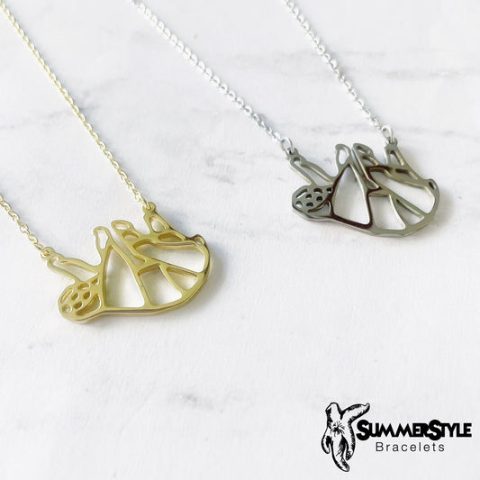 Geometric Sloth Necklace, Sloth Jewelry, Stainless Steel Chain Necklace, SummerStyle Bracelets