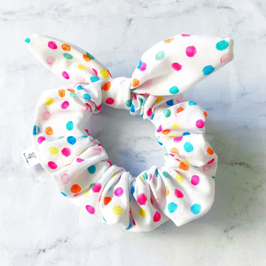 Polka Dot Confetti Bow Scrunchie, Scrunched Bow Hair Tie, Hair Accessories, Bow Hair Tie, SummerStyle Bracelets