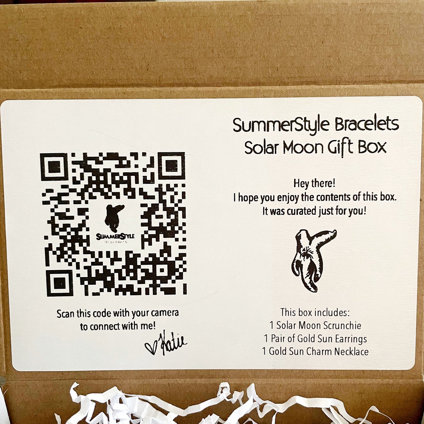 Solar Moon Gift Box, Curated Gift, Sun Jewelry, Sun Scrunchie, Gift Box for Her, Ready to Ship Gift, SummerStyle Bracelets