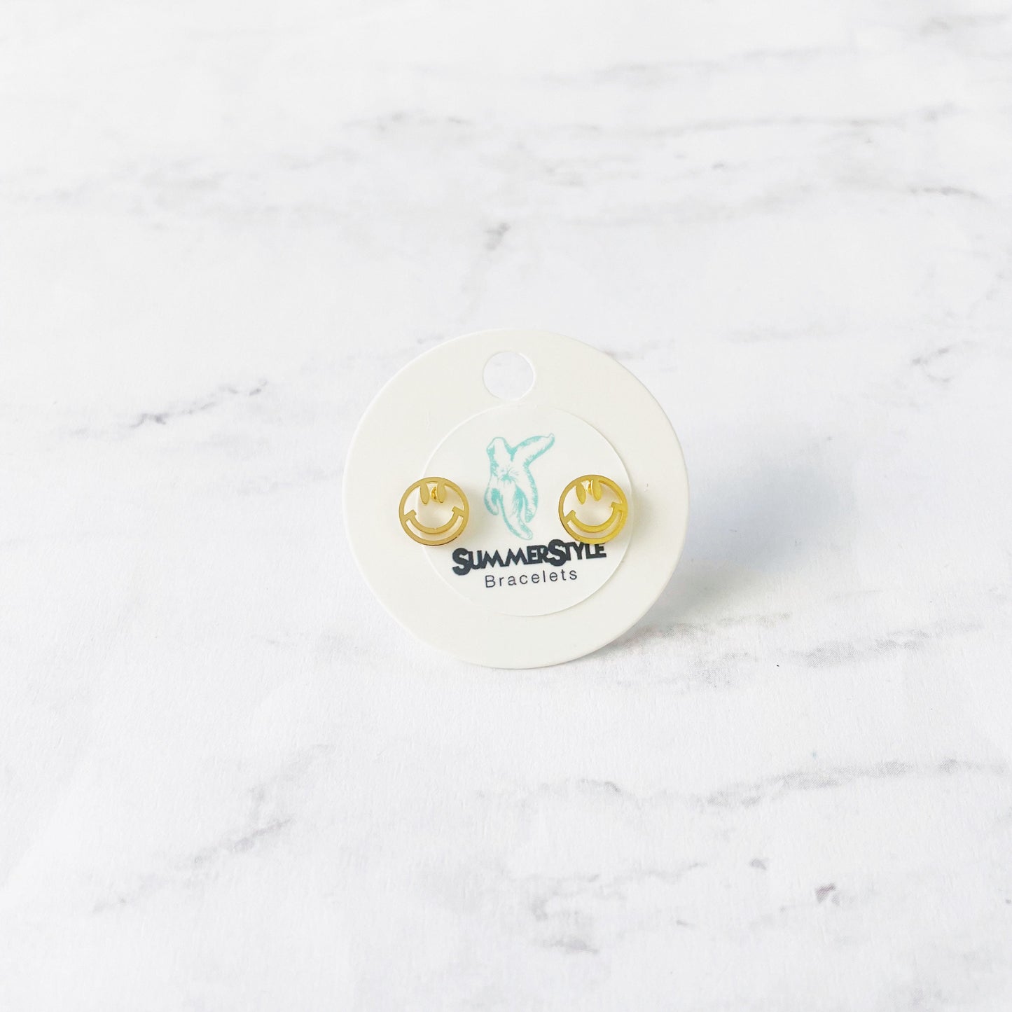 Gold Happy Face Stud Earrings, Stud Earrings, Enamel Studs, Happy Earrings, SummerStyle Bracelets