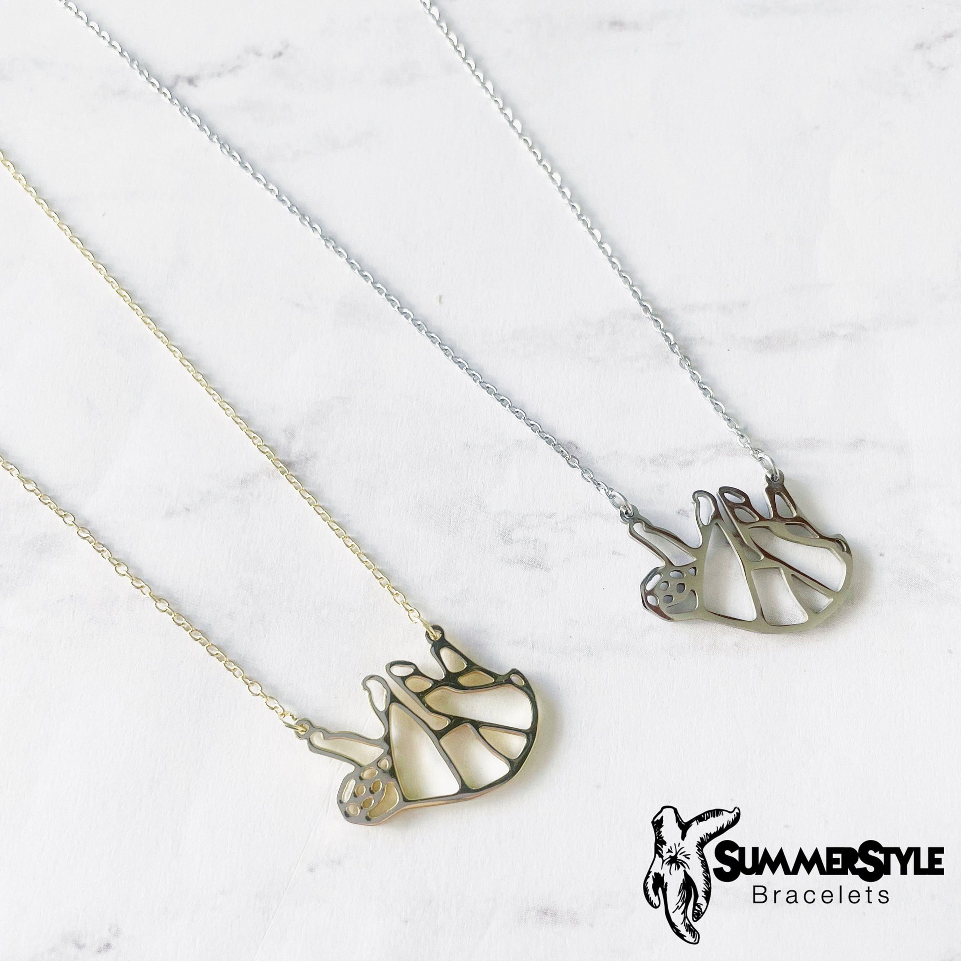 Geometric Sloth Necklace, Sloth Jewelry, Stainless Steel Chain Necklace, SummerStyle Bracelets