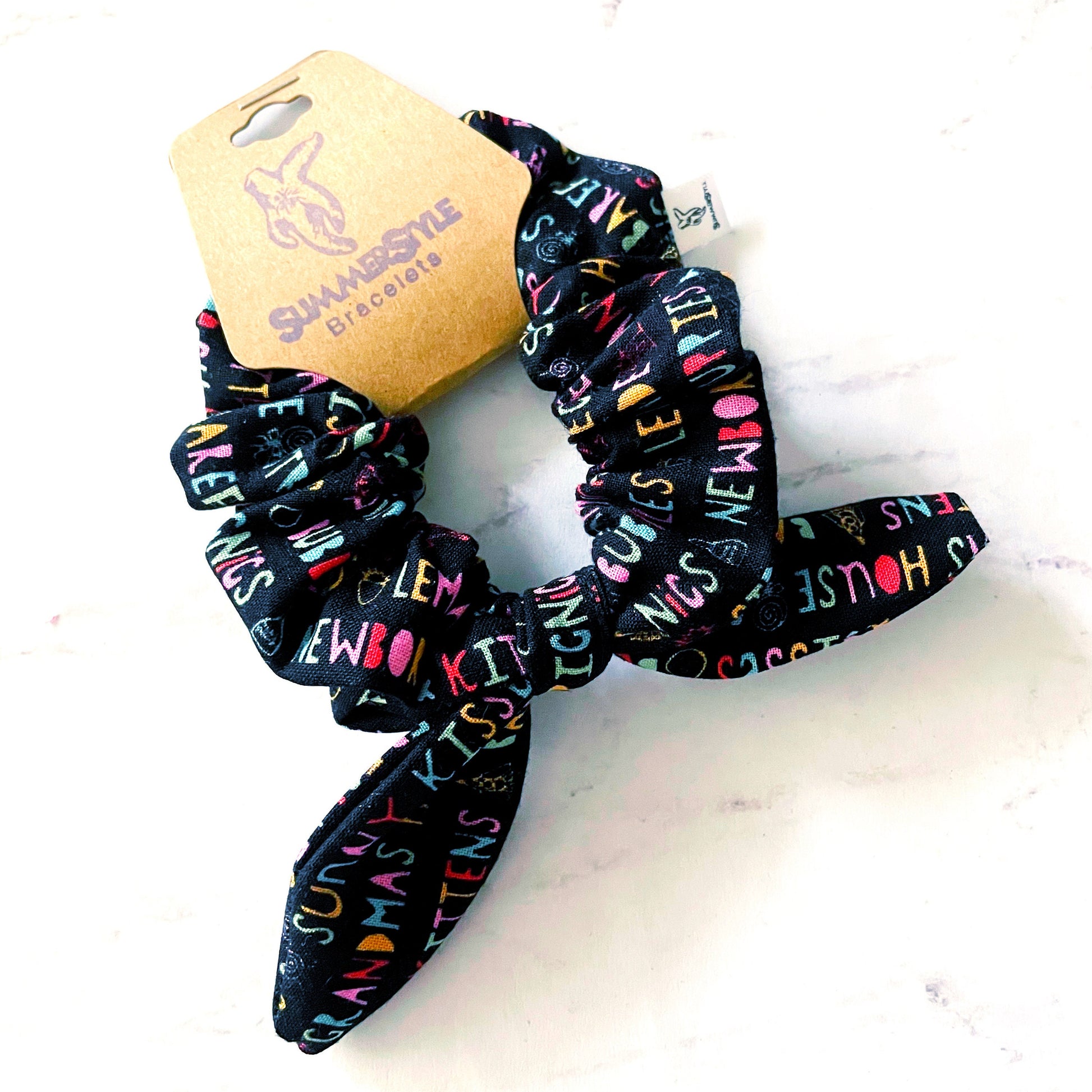 Summer Things Bow Scrunchie, Summer Gift, Hair Accessories, Bow Hair Tie, SummerStyle Bracelets