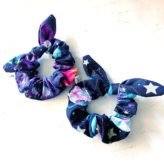 Glittering Galaxy Bow Scrunchie, Space Gift, Hair Accessories, Bow Hair Tie, SummerStyle Bracelets