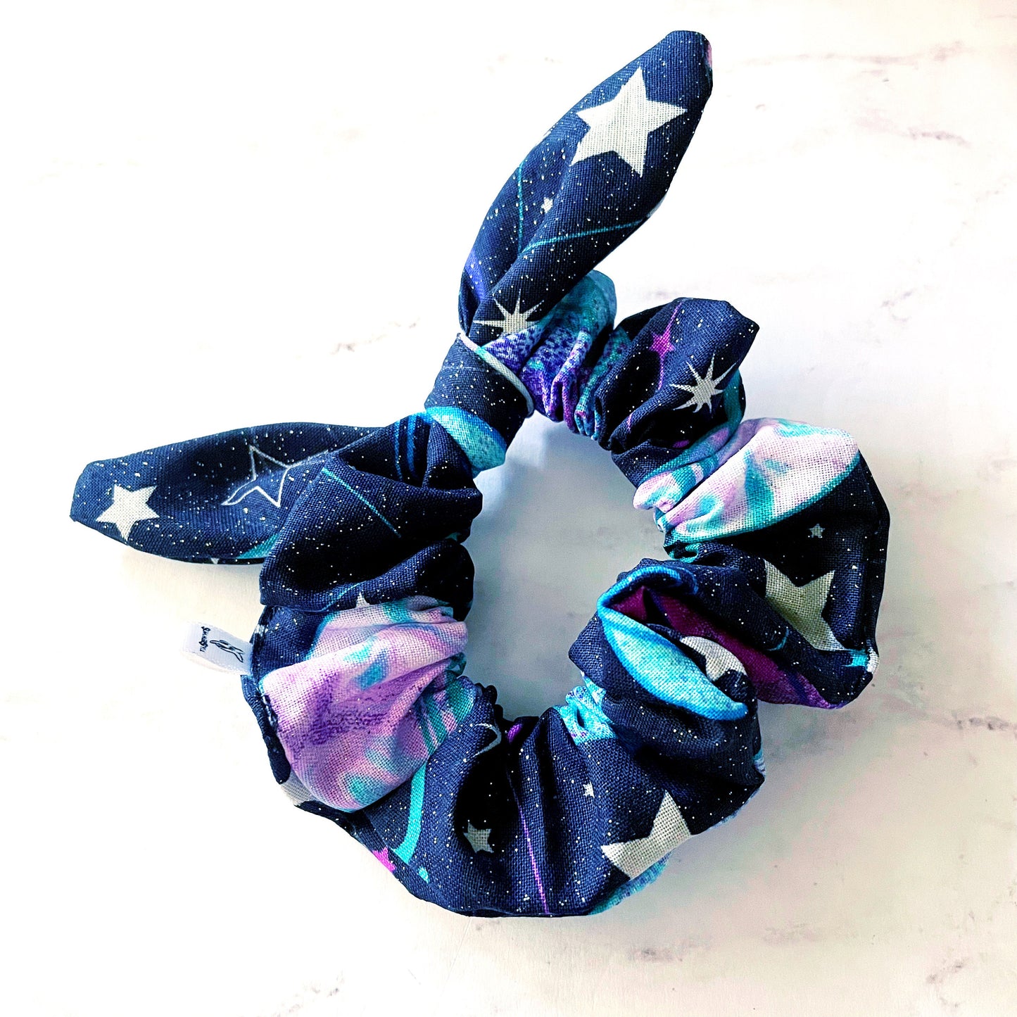 Glittering Galaxy Bow Scrunchie, Space Gift, Hair Accessories, Bow Hair Tie, SummerStyle Bracelets