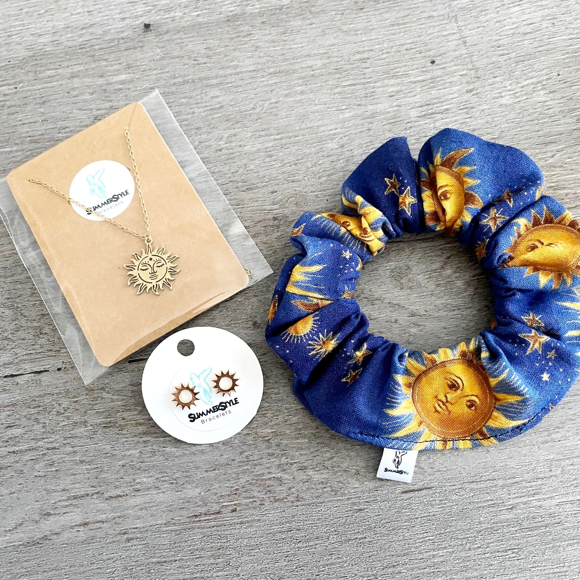 Solar Moon Gift Box, Curated Gift, Sun Jewelry, Sun Scrunchie, Gift Box for Her, Ready to Ship Gift, SummerStyle Bracelets