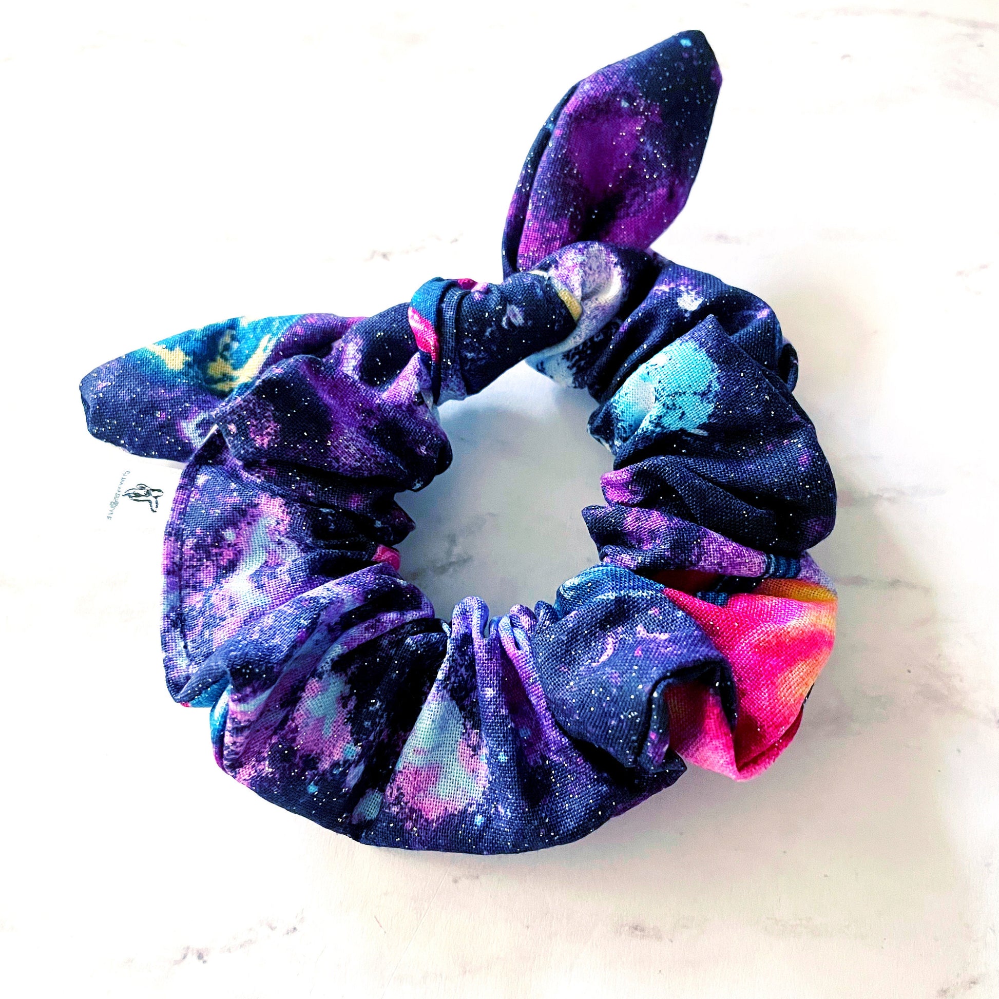 Glittering Galaxy Bow Scrunchie, Space Gift, Hair Accessories, Bow Hair Tie, SummerStyle Bracelets