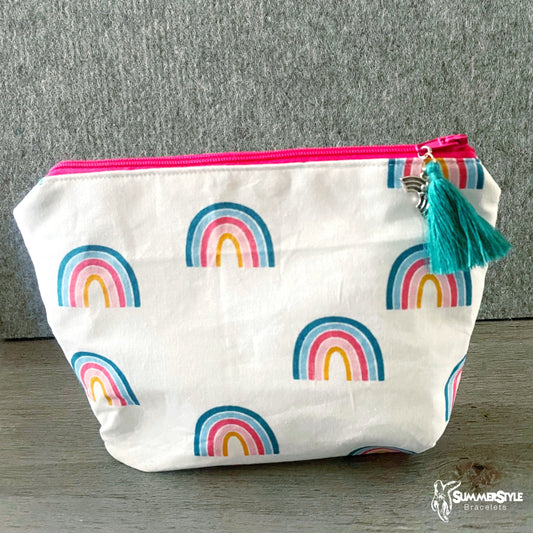 Boho Rainbow Zipper Makeup Bag, Zipper Pouch, Cosmetics Bag, SummerStyle Bracelets