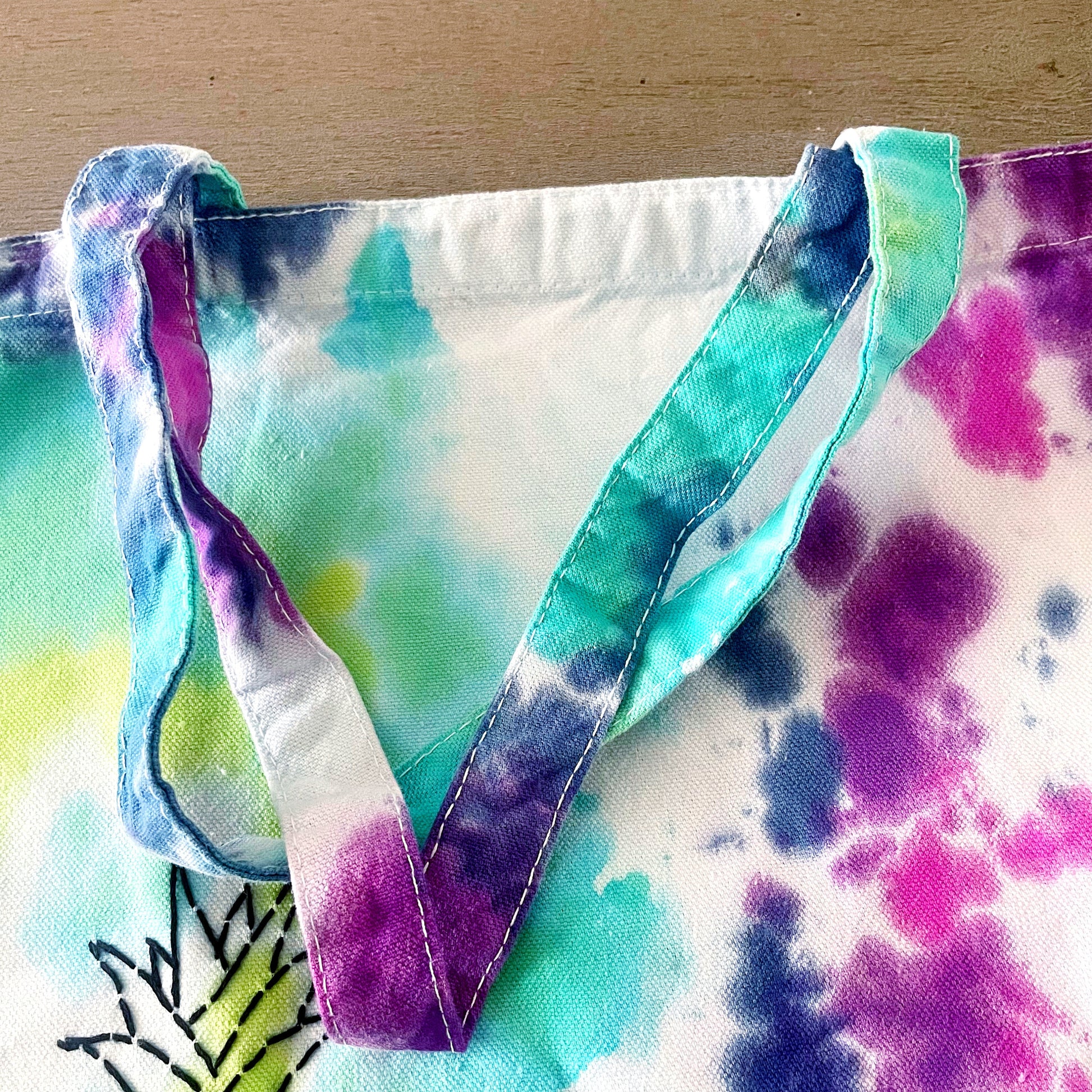 One of a Kind Pretty Pineapple Embroidered Tie Dye Tote Bag, Canvas Tote, Reusable Bag, Hand Embroidery, SummerStyle Bracelets