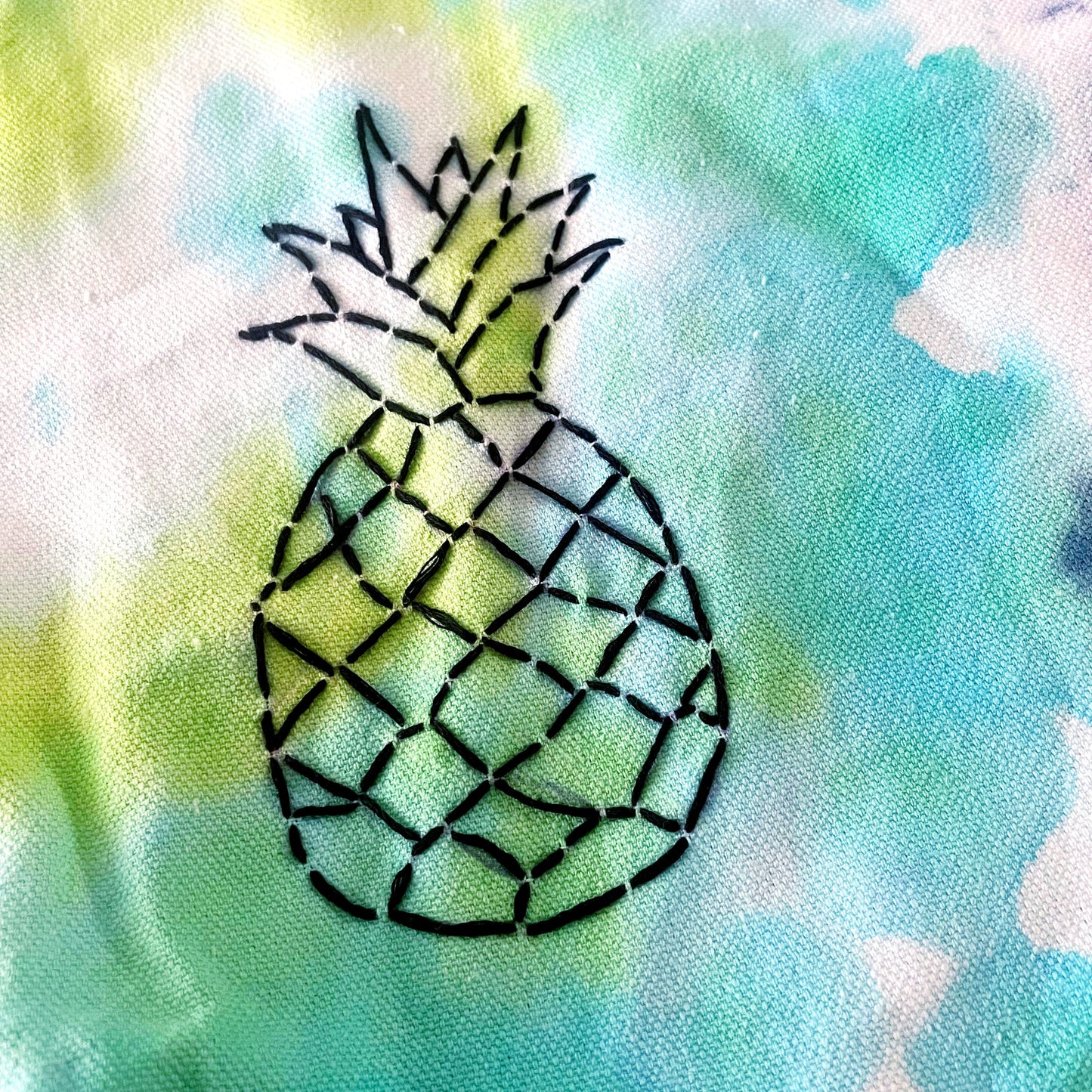 One of a Kind Pretty Pineapple Embroidered Tie Dye Tote Bag, Canvas Tote, Reusable Bag, Hand Embroidery, SummerStyle Bracelets