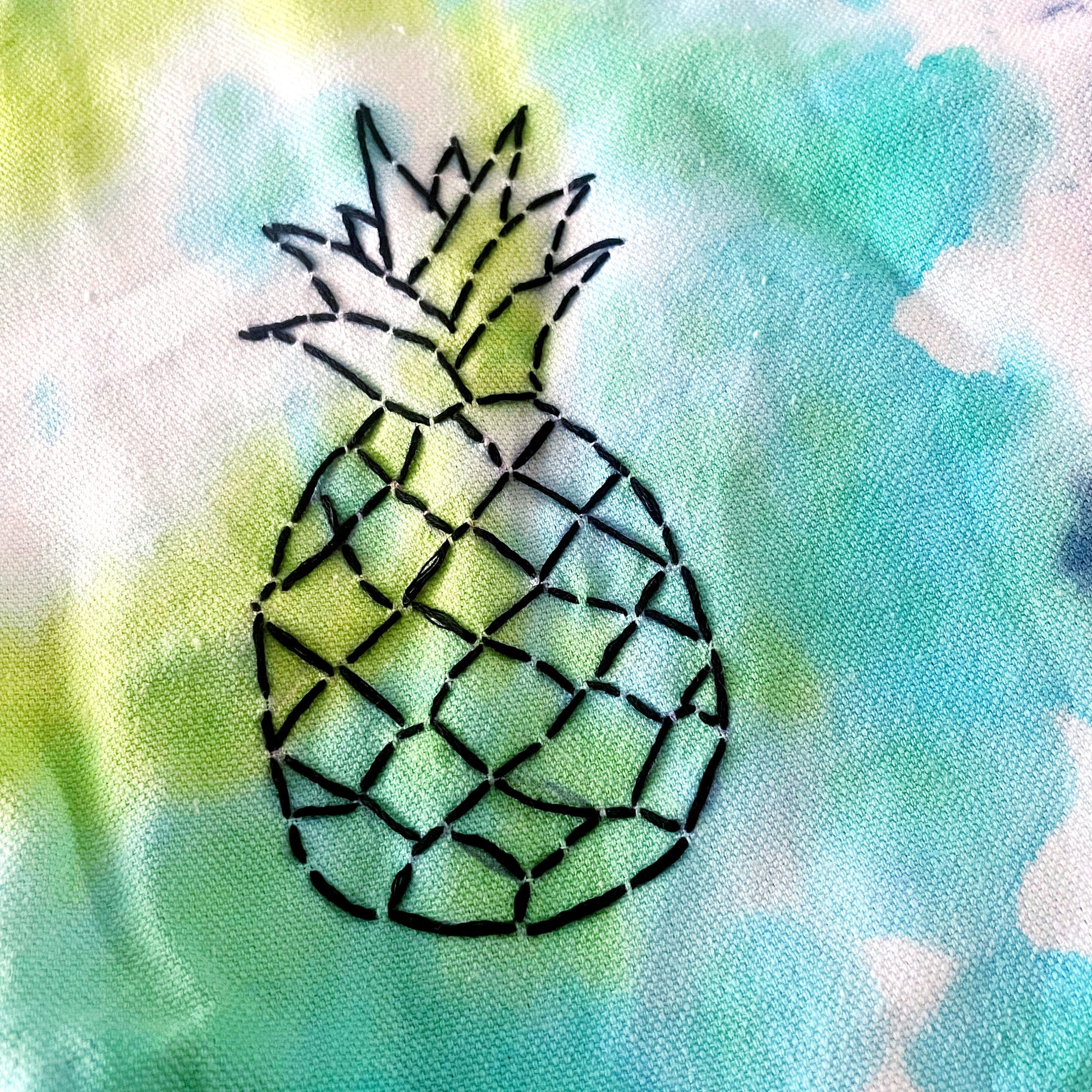 One of a Kind Pretty Pineapple Embroidered Tie Dye Tote Bag, Canvas Tote, Reusable Bag, Hand Embroidery, SummerStyle Bracelets