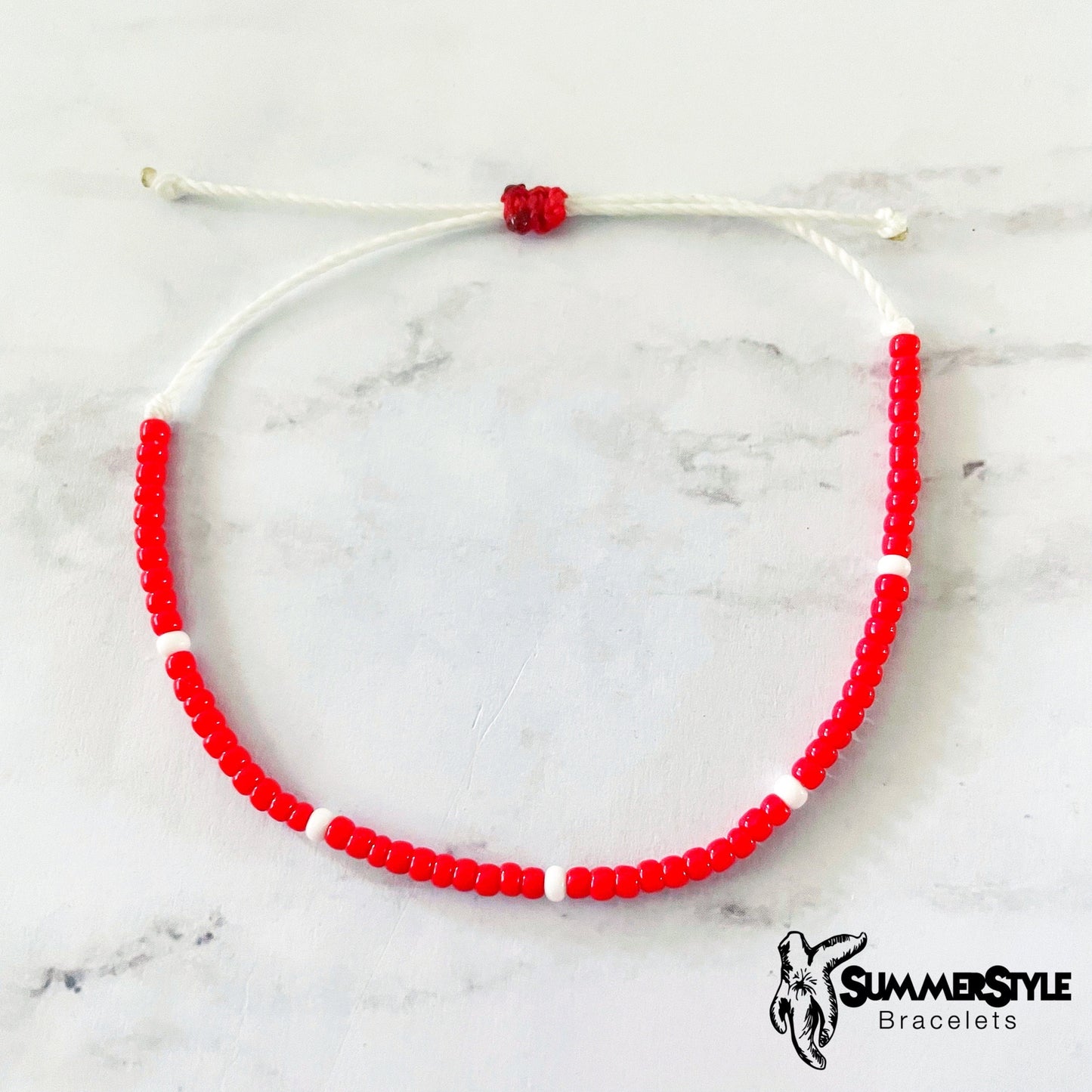 One of a Kind Red Mushroom Bracelet Set, Mushroom Jewelry, Seed Bead Bracelet, SummerStyle Bracelets