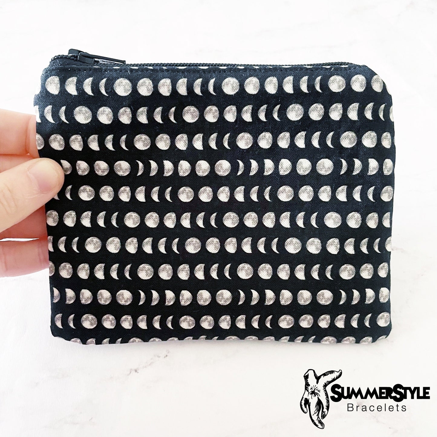 Moon Phase Zipper Pouch, Small Travel Bag, Zipper Coin Pouch, Toiletries Pouch, Moon Gift, SummerStyle Bracelets