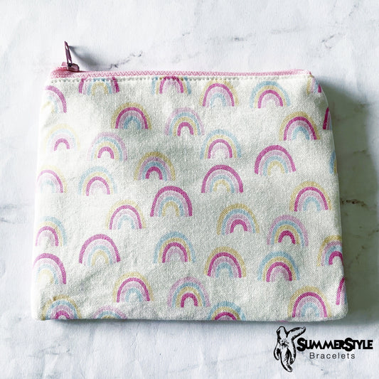 Pastel Rainbow Zipper Pouch, Small Travel Bag, Zipper Coin Pouch, Toiletries Pouch, SummerStyle Bracelets