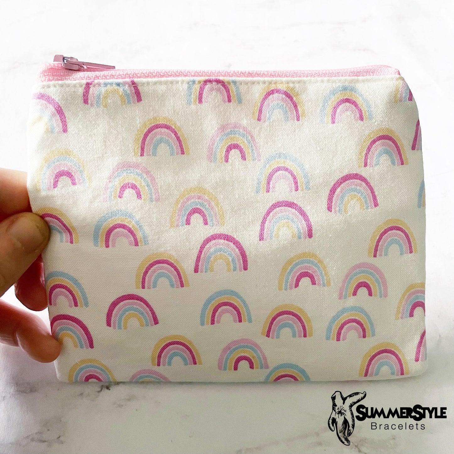 Pastel Rainbow Zipper Pouch, Small Travel Bag, Zipper Coin Pouch, Toiletries Pouch, SummerStyle Bracelets