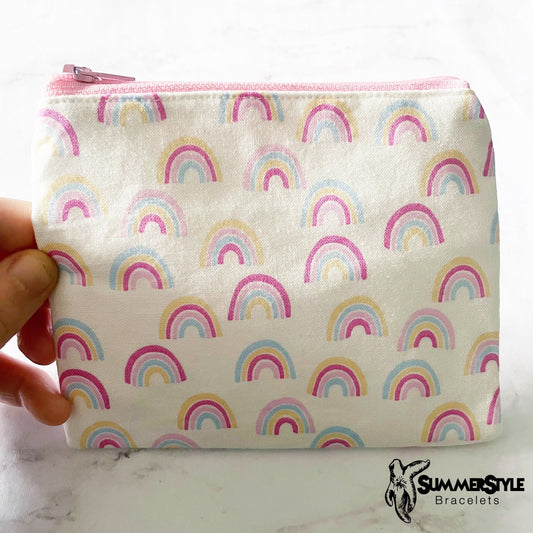 Pastel Rainbow Zipper Pouch, Small Travel Bag, Zipper Coin Pouch, Toiletries Pouch, SummerStyle Bracelets