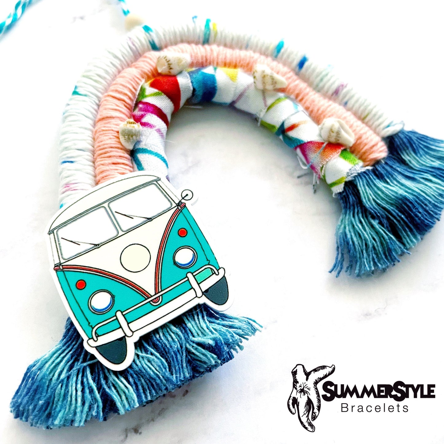 Surf Van Macramé Rainbow Car Charm, Beachy Rainbow, Boho Accessories, Macrame Rainbow, SummerStyle Bracelets