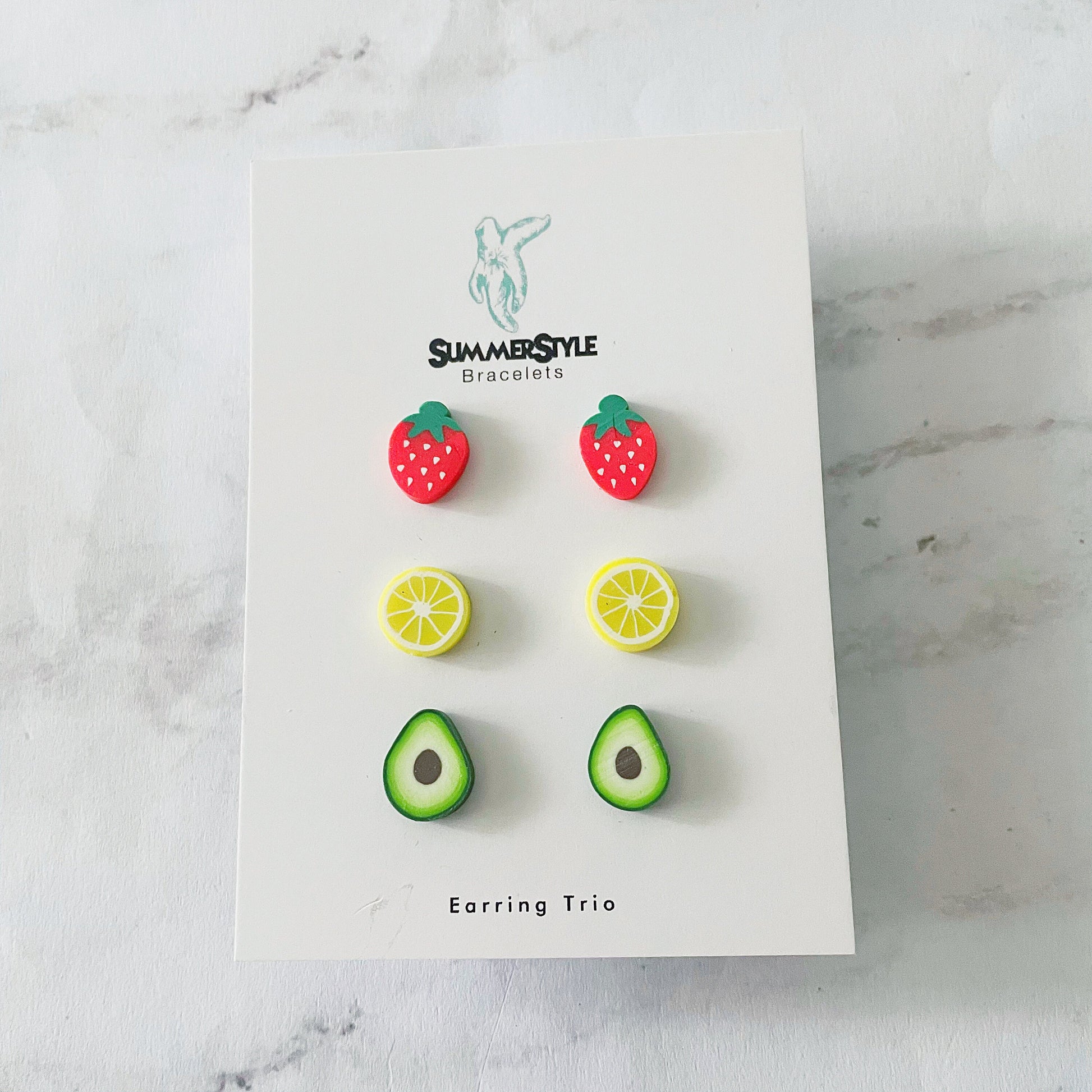 Summer Fruits Stud Earring Set, Stud Earrings Trio, Fruit Earrings, SummerStyle Bracelets