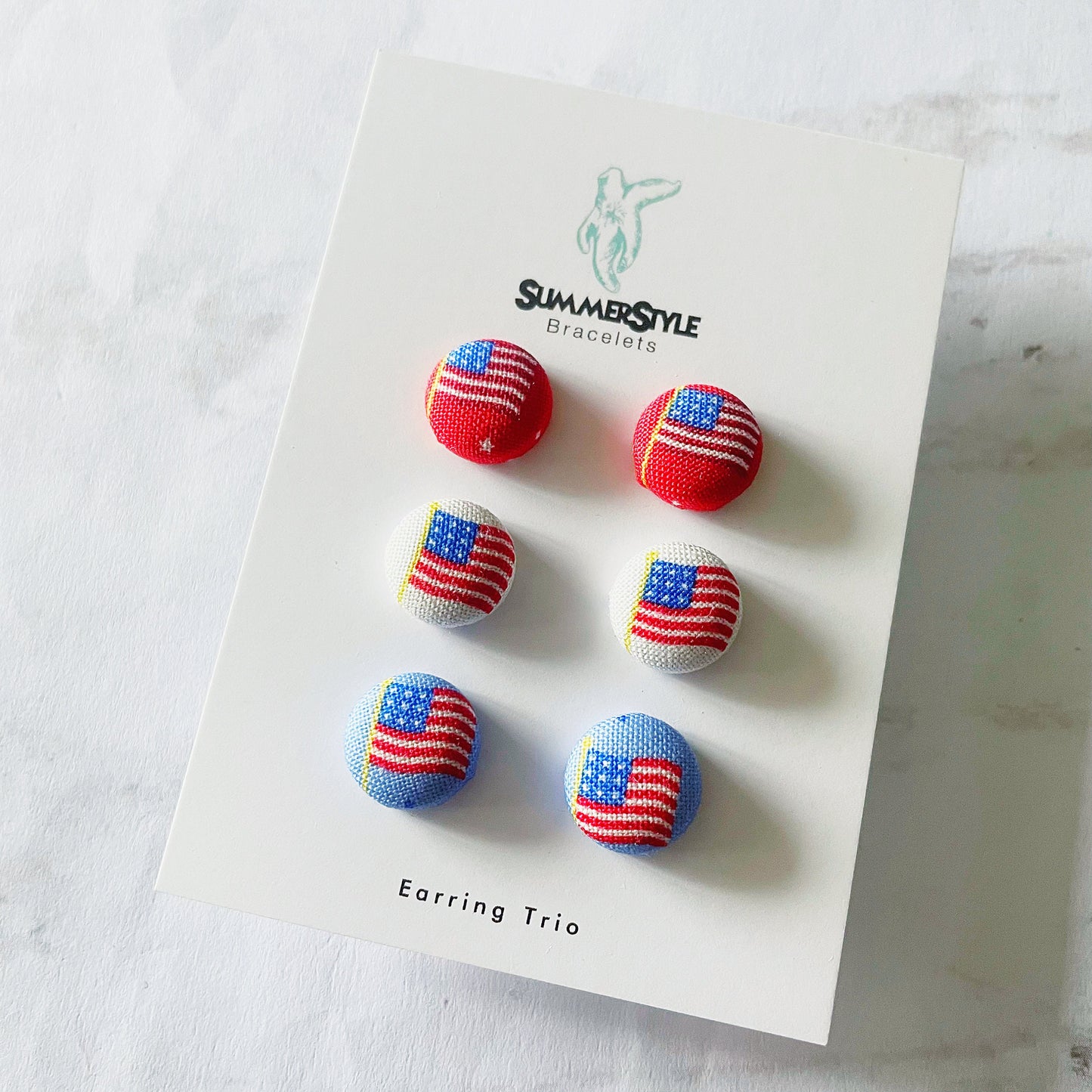 Fourth of July Stud Earring Set, Stud Earrings Trio, Americana Earrings, Patriotic Earrings, SummerStyle Bracelets