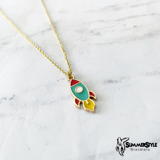 Rad Rocket Ship Charm Necklace, Rocket Necklace, Space Jewelry, Gold Chain Necklace, SummerStyle Bracelets