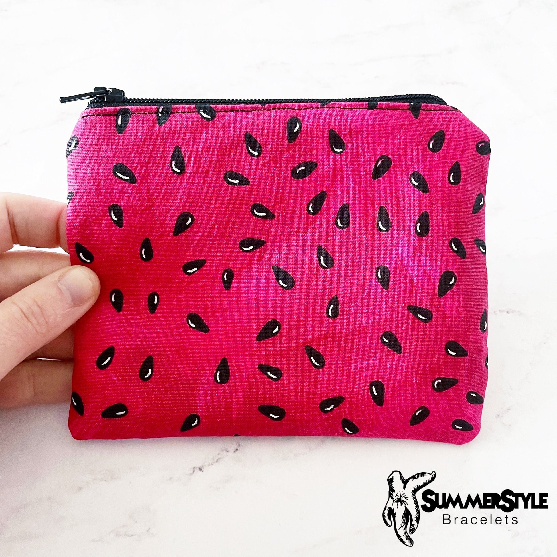 Watermelon Seeds Zipper Pouch, Small Travel Bag, Zipper Coin Pouch, Toiletries Pouch, Watermelon Gift, SummerStyle Bracelets