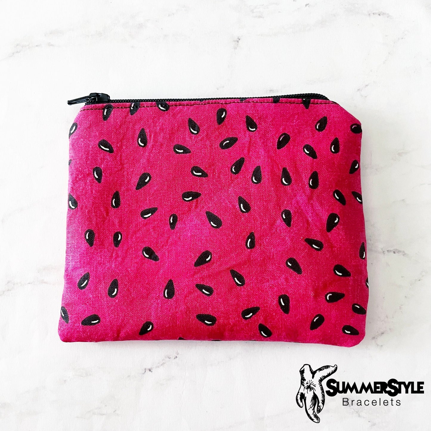 Watermelon Seeds Zipper Pouch, Small Travel Bag, Zipper Coin Pouch, Toiletries Pouch, Watermelon Gift, SummerStyle Bracelets