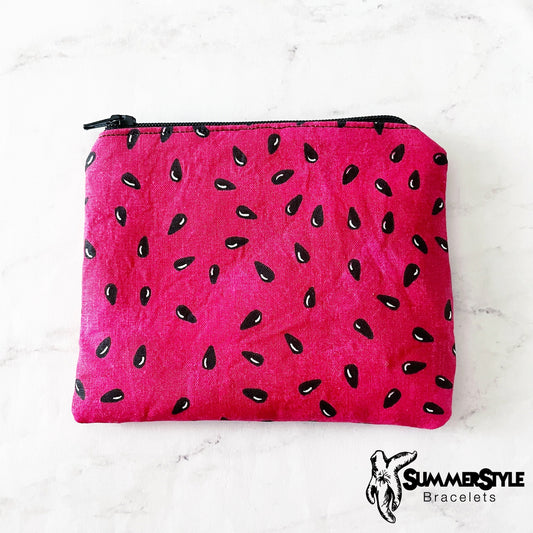 Watermelon Seeds Zipper Pouch, Small Travel Bag, Zipper Coin Pouch, Toiletries Pouch, Watermelon Gift, SummerStyle Bracelets