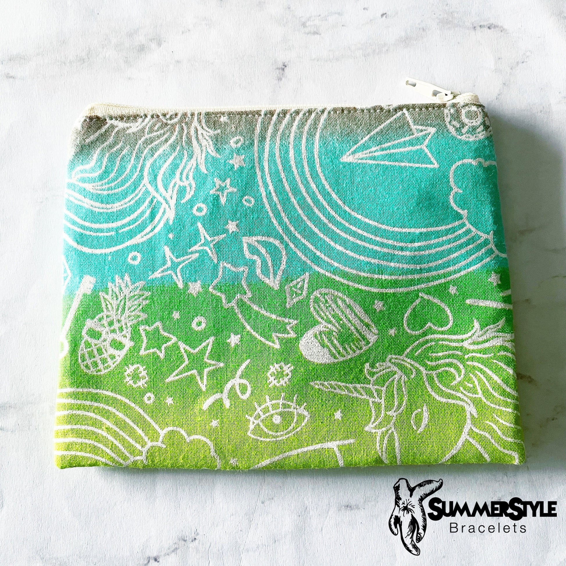 Daydream Doodles Zipper Pouch, Small Travel Bag, Zipper Coin Pouch, Toiletries Pouch, SummerStyle Bracelets