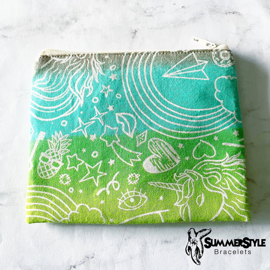 Daydream Doodles Zipper Pouch, Small Travel Bag, Zipper Coin Pouch, Toiletries Pouch, SummerStyle Bracelets