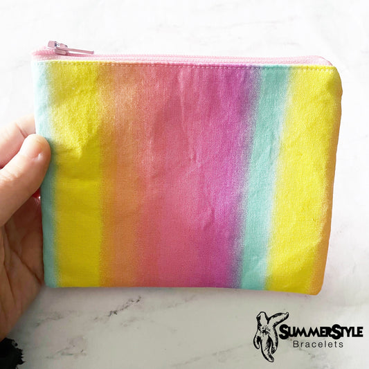 Summer Ombre Stripe Zipper Pouch, Small Travel Bag, Zipper Coin Pouch, Toiletries Pouch, SummerStyle Bracelets