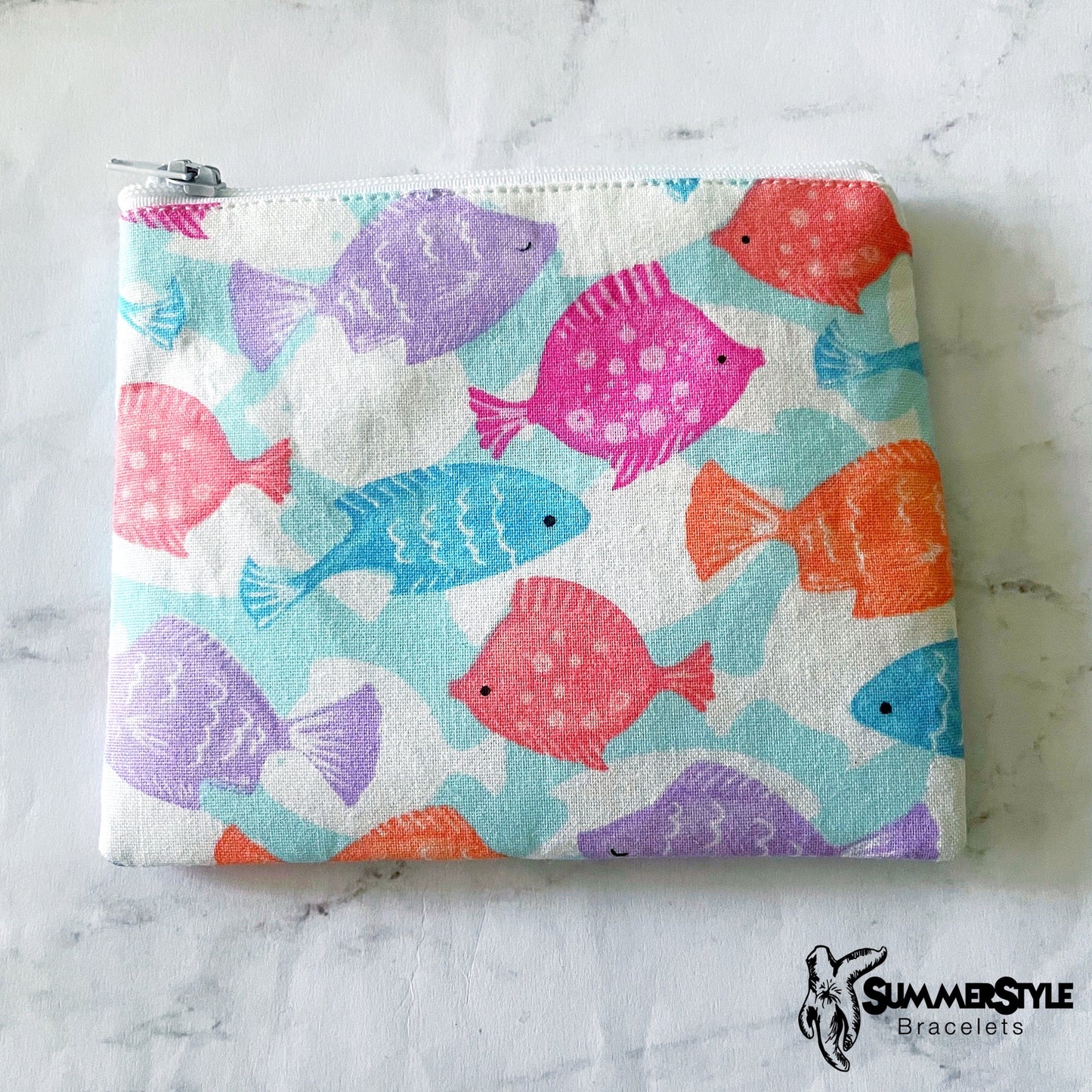 Fish Friends Zipper Pouch, Small Travel Bag, Zipper Coin Pouch, Toiletries Pouch, SummerStyle Bracelets