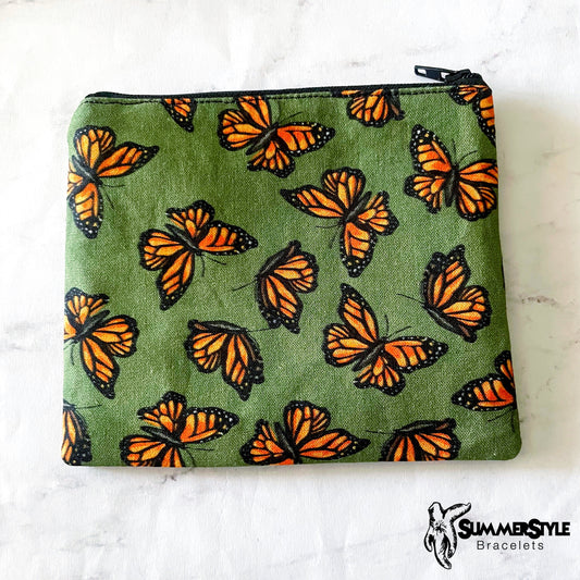 Monarch Butterfly Zipper Pouch, Small Travel Bag, Zipper Coin Pouch, Toiletries Pouch, SummerStyle Bracelets