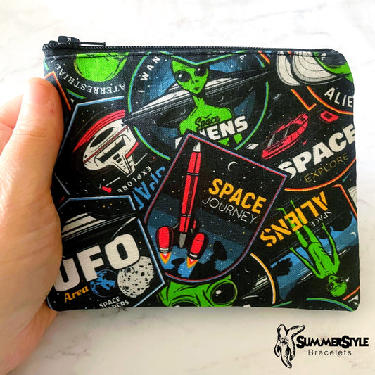 Alien Abduction Zipper Pouch, Small Travel Bag, Zipper Coin Pouch, Toiletries Pouch, SummerStyle Bracelets