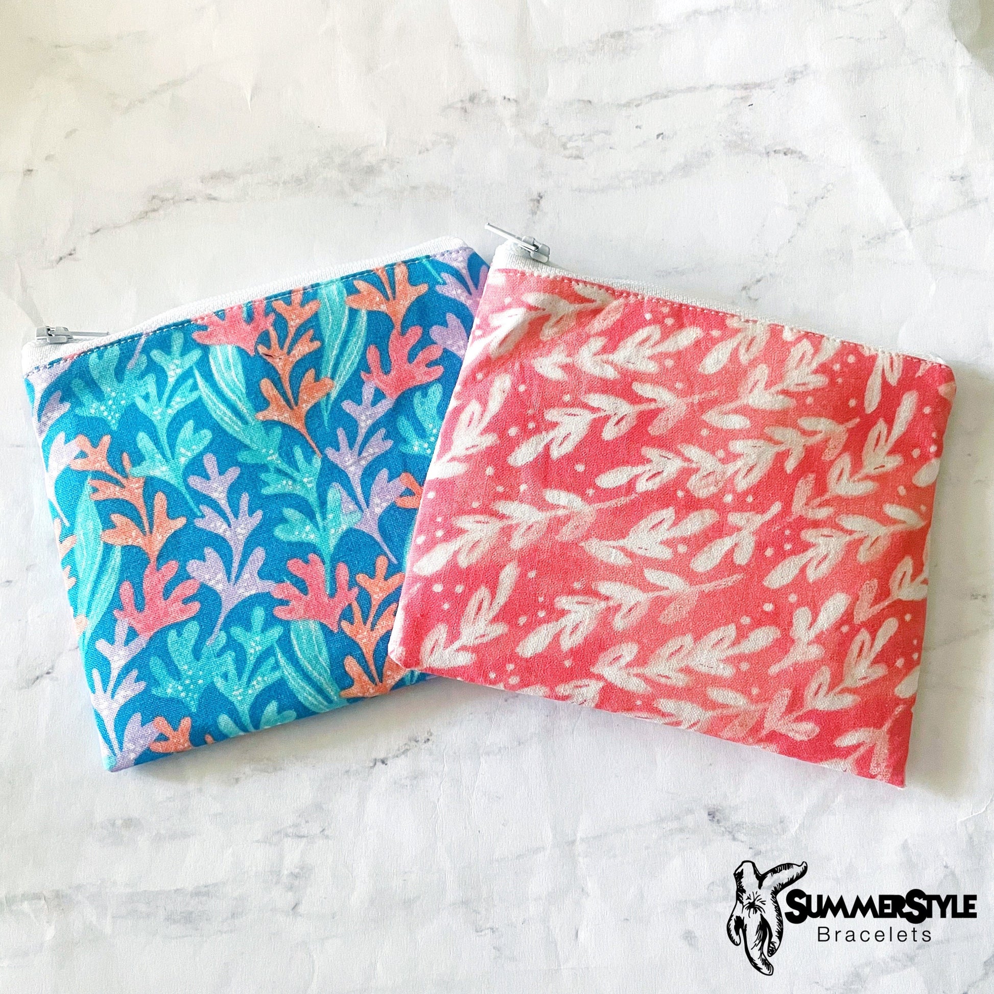 Mermaid Plants Zipper Pouch, Small Travel Bag, Zipper Coin Pouch, Toiletries Pouch, SummerStyle Bracelets