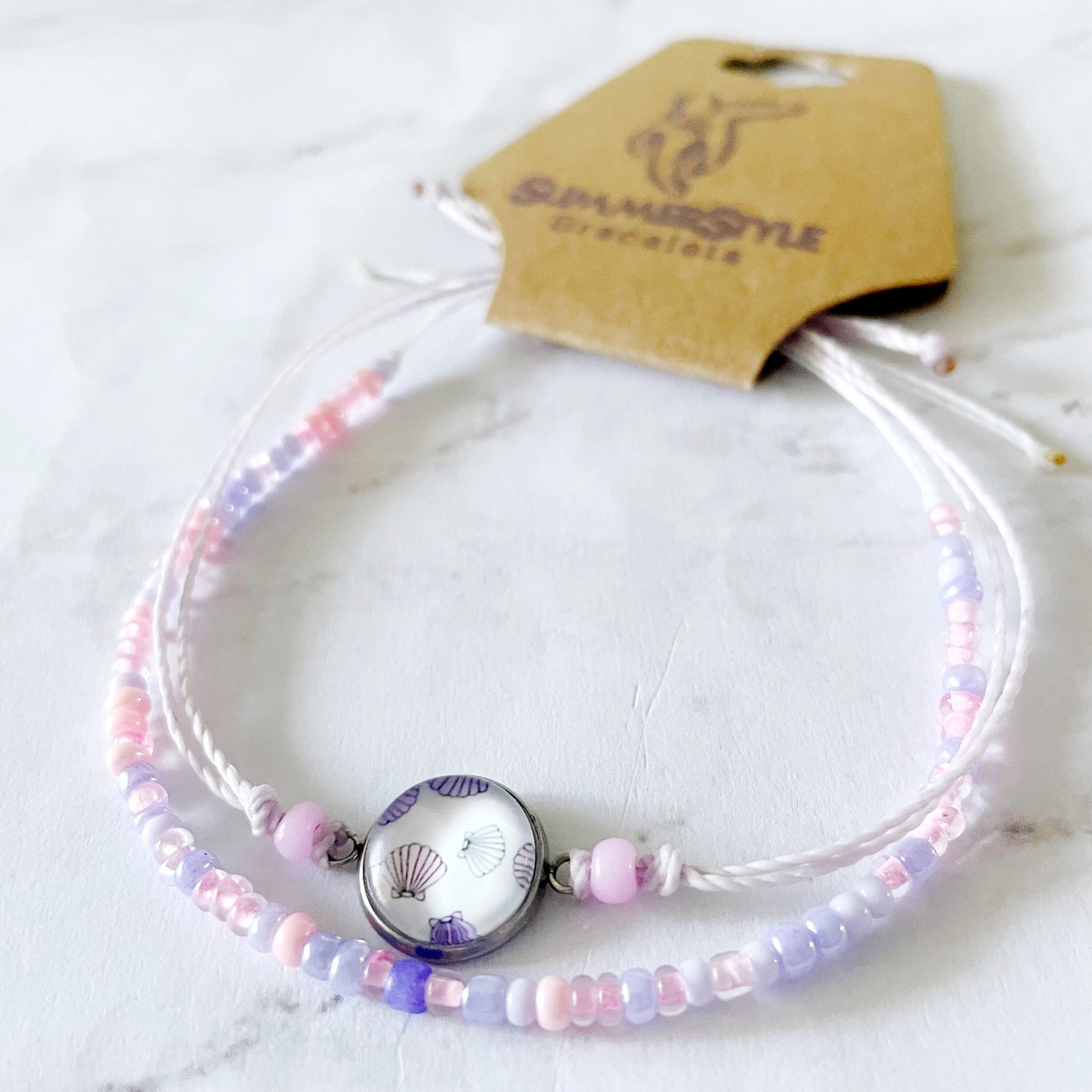 Pastel Seashell Adjustable Waterproof Bracelet Pack, Seashell Gift, Pastel Bracelet, Seed Bead Bracelet, SummerStyle Bracelets