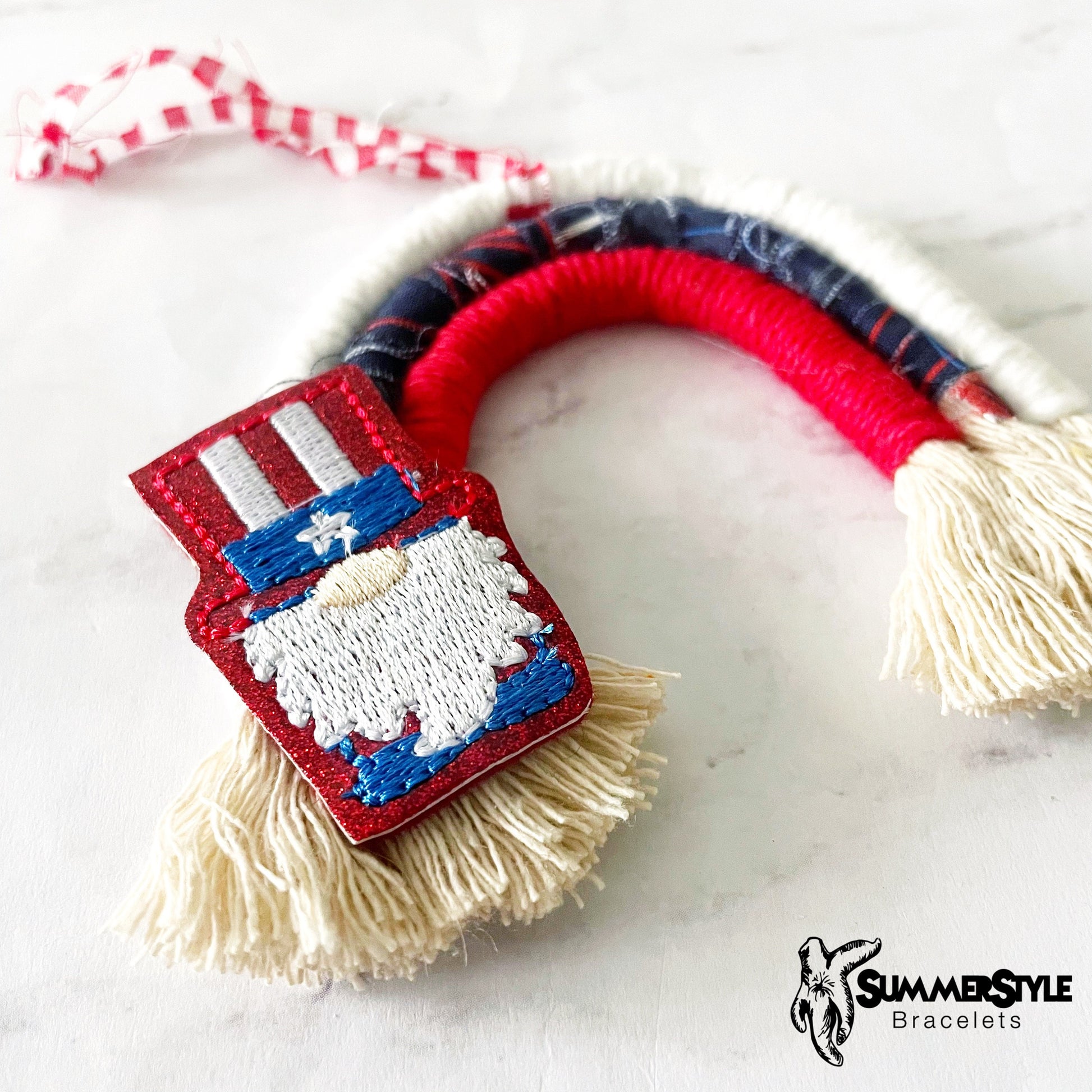 Independence Day Gnome Macrame Rainbow Car Charm, Macrame Wall Hanging, Boho Accessories, Macrame Rainbow, SummerStyle Bracelets