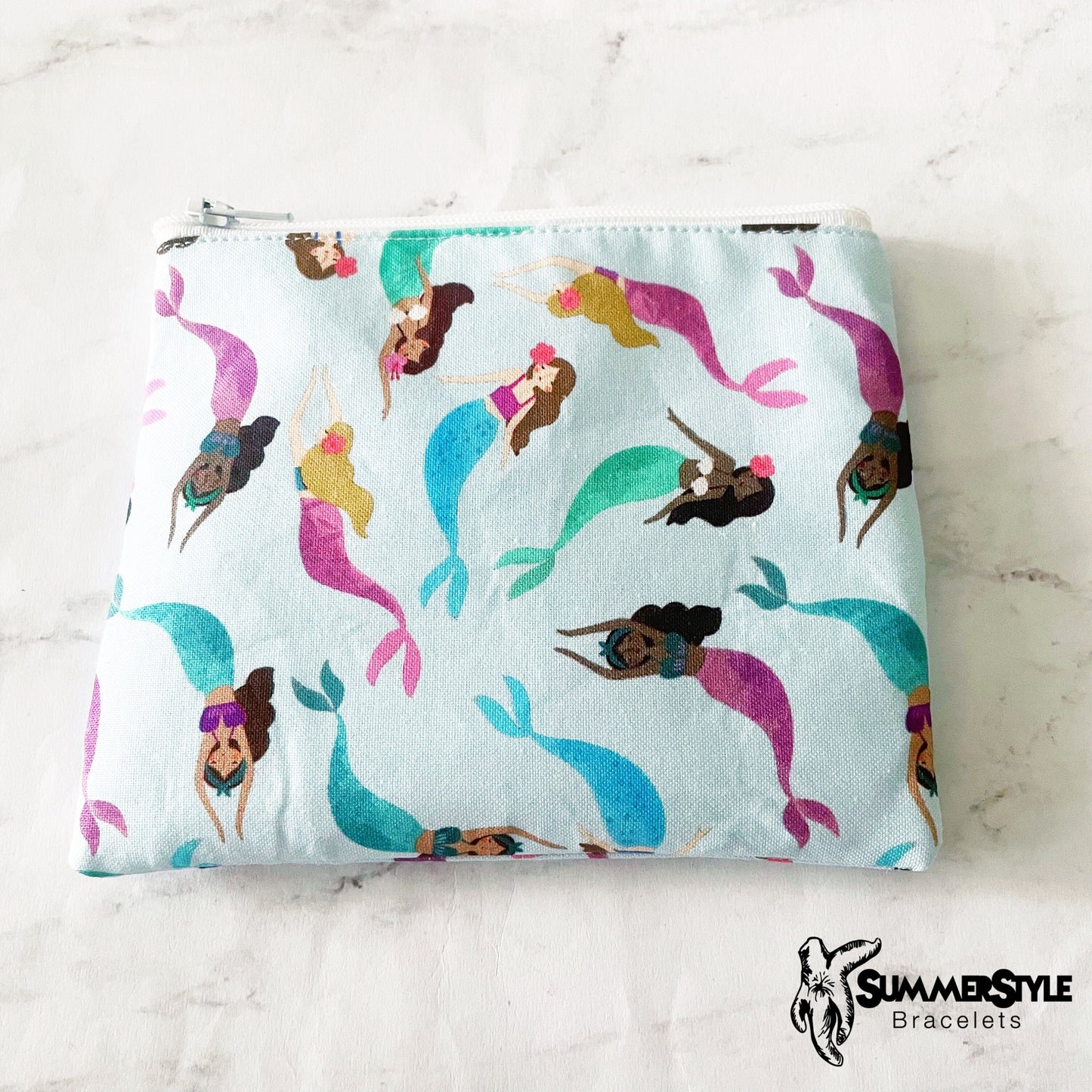 Mermaid Friends Zipper Pouch, Small Travel Bag, Zipper Coin Pouch, Toiletries Pouch, SummerStyle Bracelets