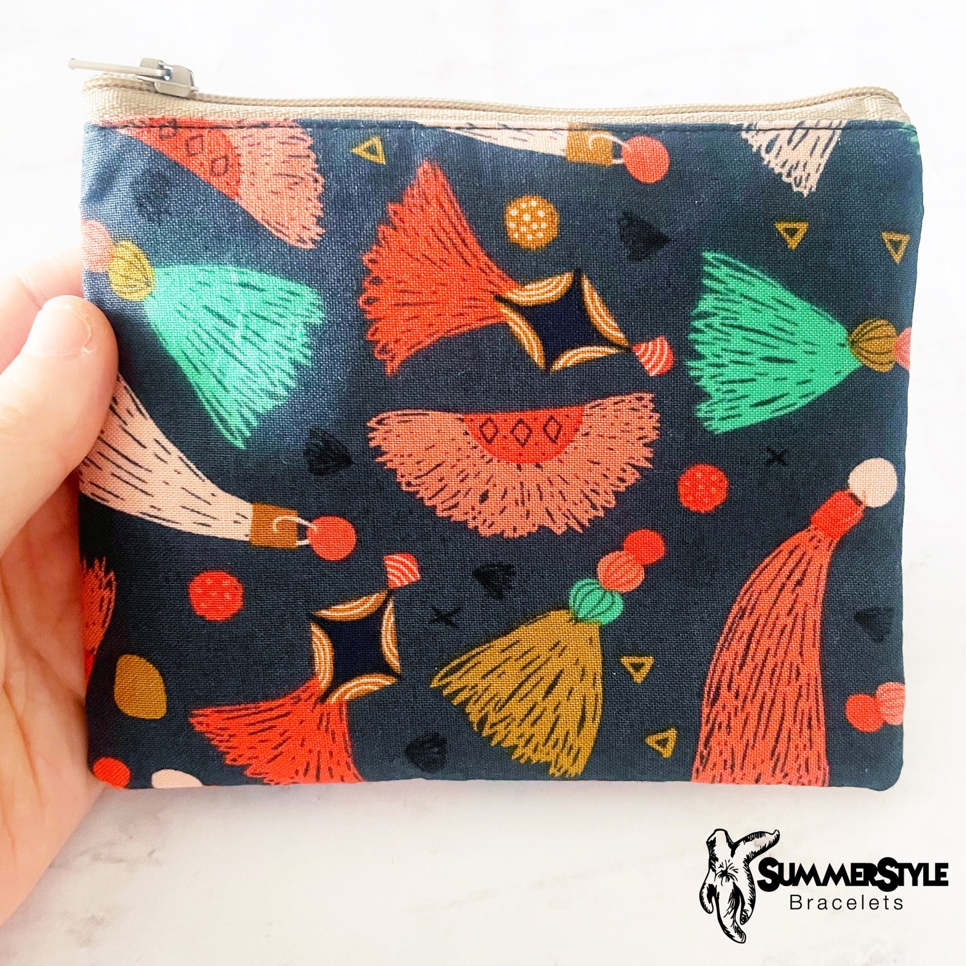 Treasured Tassel Zipper Pouch, Small Travel Bag, Zipper Coin Pouch, Toiletries Pouch, SummerStyle Bracelets