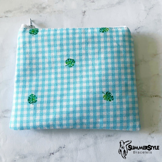 Summer Gingham Zipper Pouch, Small Travel Bag, Zipper Coin Pouch, Toiletries Pouch, SummerStyle Bracelets