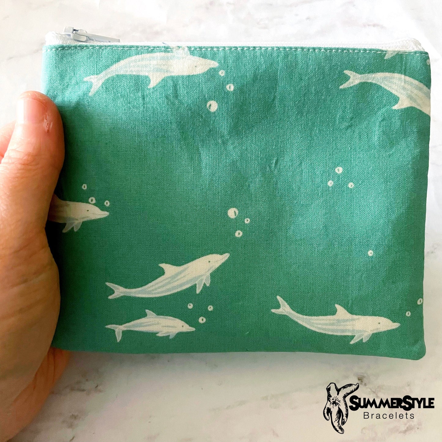 Dolphin Friends Zipper Pouch, Small Travel Bag, Zipper Coin Pouch, Toiletries Pouch, SummerStyle Bracelets