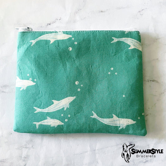 Dolphin Friends Zipper Pouch, Small Travel Bag, Zipper Coin Pouch, Toiletries Pouch, SummerStyle Bracelets