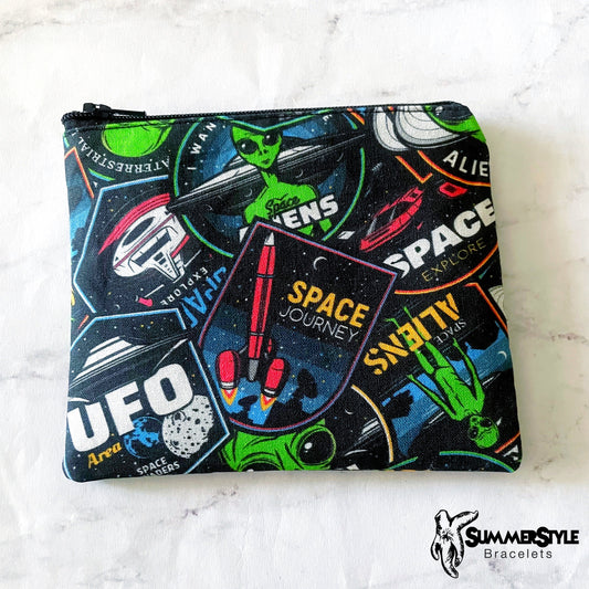 Alien Abduction Zipper Pouch, Small Travel Bag, Zipper Coin Pouch, Toiletries Pouch, SummerStyle Bracelets