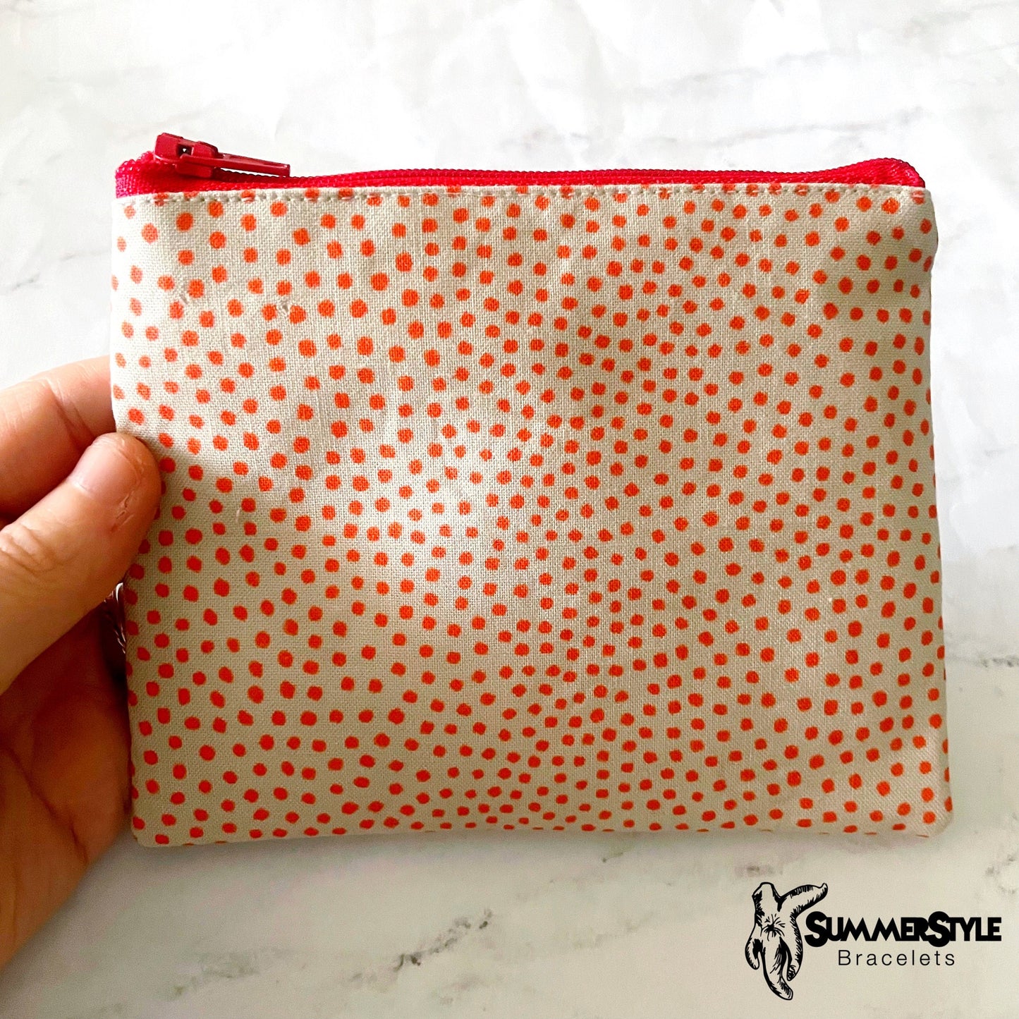 Dotty Zipper Pouch, Small Travel Bag, Zipper Coin Pouch, Toiletries Pouch, SummerStyle Bracelets