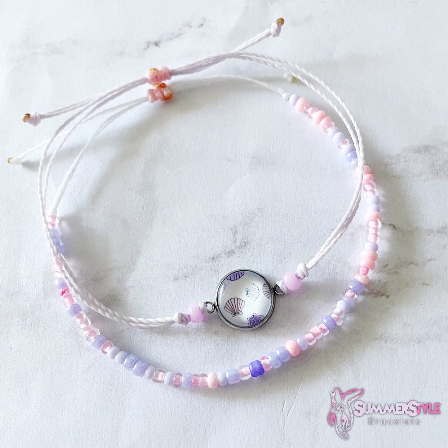 Pastel Seashell Adjustable Waterproof Bracelet Pack, Seashell Gift, Pastel Bracelet, Seed Bead Bracelet, SummerStyle Bracelets