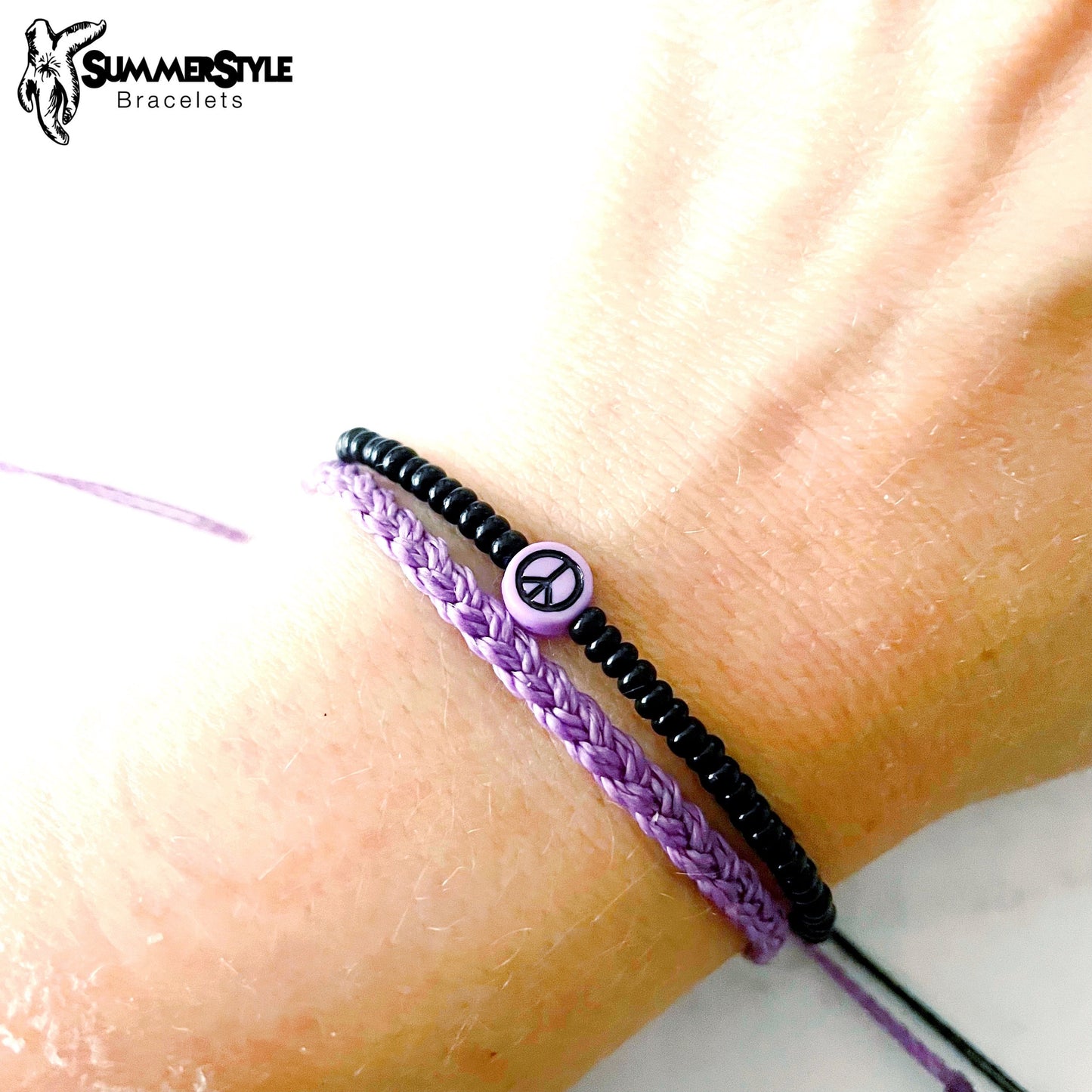 Lavender Peace Sign Bracelet Set, Hippie Jewelry, SummerStyle Bracelets